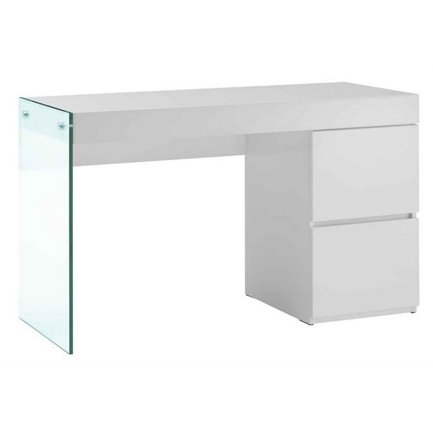 Office Desk With Clear Gl In High Gloss White Clear Gl In High Gloss White