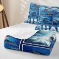 thumbnail image 4 of Erosebridal Marine Shark Bed Spread Queen, Coastal Animal Queen Coverlet Set, Navy Reversible 3-Piece, 1 Quilt and 2 Pillowcases, 4 of 7