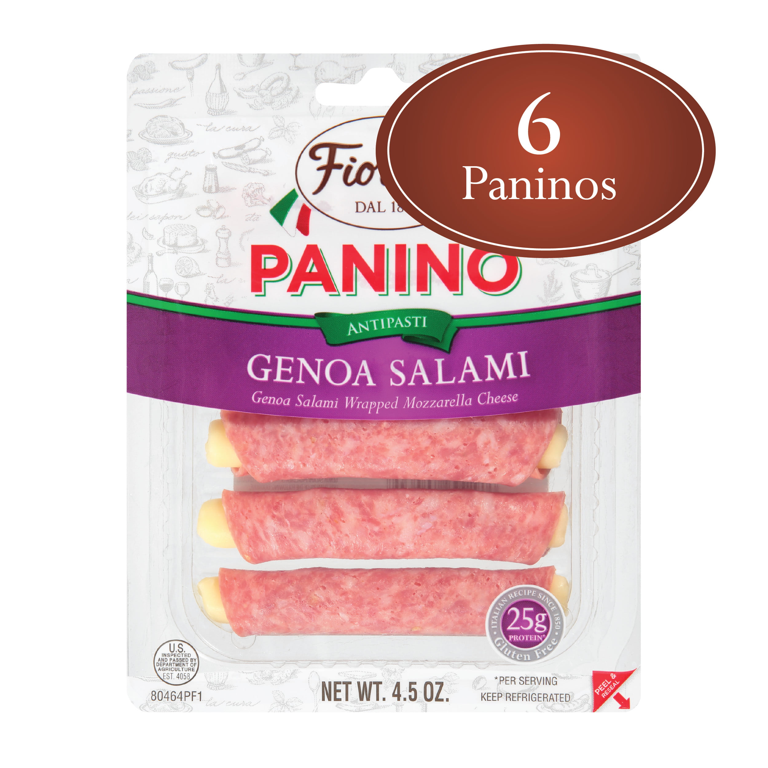 Fiorucci Genoa Salami Wrapped Mozzarella Cheese Panino, Easy to Open ...