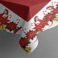 thumbnail image 2 of Meery Christmas Rectangle Table Cloths Winter Poinsettia Christmas Flower Bell Tableclothes 60x102inch Polyester Happy Holiday Waterproof Reusable Tablecloths for Weddings Banquets Restaurants, 2 of 5