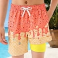 thumbnail image 2 of RTKFRFLM Kids Swim Shorts with Compression Liner Ice Cream Print Boys Girls Athletic Beach Trunks Bathing Suits, 2 of 4