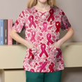 thumbnail image 4 of WTOBBY Women's Trendy Cross V-Neck Short Sleeve Overalls Featuring Double Layer Pockets Printed Scrub Top, Nursing Uniform Apparel for Professionals, Durable and Comfortable ,Multicolor 3XL, 4 of 4