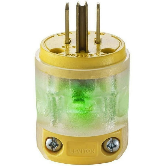Leviton Lighted Plug 515PV-LIT - 15 Amp Straight Blade Grounding - 10 Pack, Yellow
