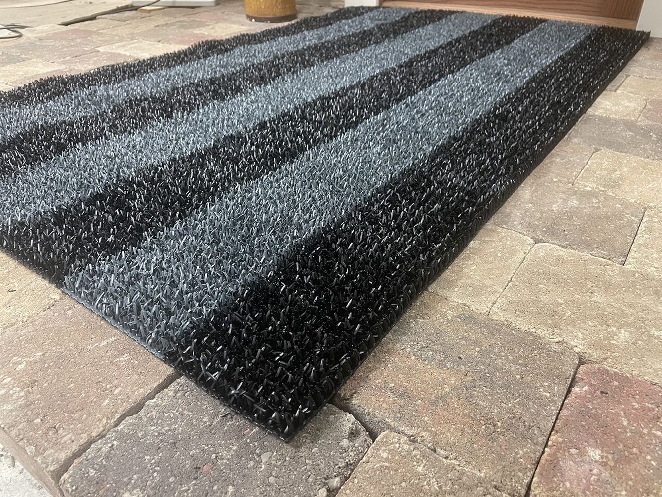 Clean Machine Striped AstroTurf Scraper Doormat 35.5 x 59.5 inch Charcoal Outdoor Use