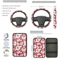 thumbnail image 3 of Yuyamidu 13 Pack Car Seat Cover Set Red Hibiscus Steering Wheel Cover Seat Belt Strap Pads Keychain Coasters Center Console Cover for Most Vehicle Auto Interior Sets, 3 of 6