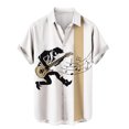 thumbnail image 1 of Camisas Para Hombre Slim Fit Camisas y tops de manga corta con botones de impresas en 3D digitales de instrumentos musicales de moda de verano para hombres (White, L), 1 of 4