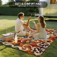 thumbnail image 4 of Burnt Orange Green Outdoor Rug 4x6 Ft - Reversible Patio Rug Outdoor Camping Rugs, Vintage Abstract Flowers Washable Indoor Outdoor Area Rugs, Non-Slip Outdoor Carpet Runner for Deck/Porch, 4 of 8