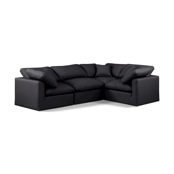 Meridian Furniture Indulge 105" Black Vegan Leather L-Shaped Modular Sectional