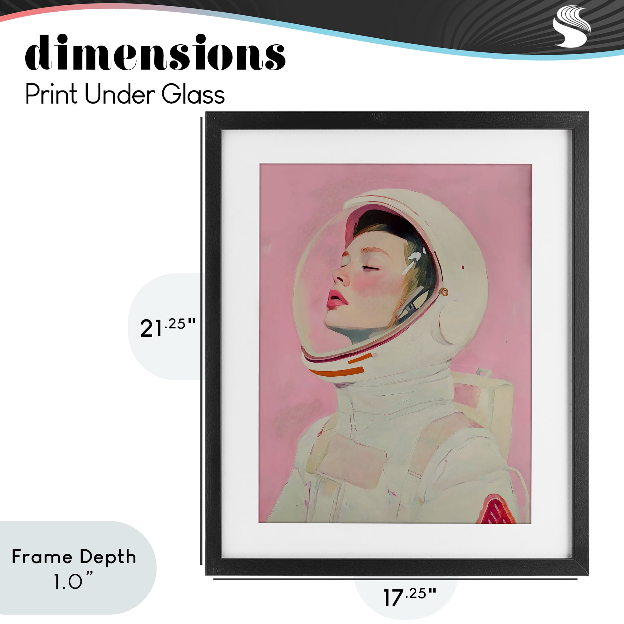 Stupell Industries Pink Astronaut Girl Black Framed Print Under Glass, design by The Prints Vibe