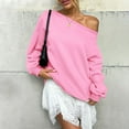 thumbnail image 5 of Women's Plus Size Oversized Off-Shoulder Long Sleeve Sweatshirt, No Hood Trendy Loose Fit Tops for Fall Winter Casual Wear, Daily Use, and Outdoor Activities Pink XXXL, 5 of 9