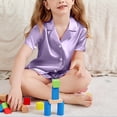 thumbnail image 5 of YunPes Girls Satin Outfits Button-Down Short Sleeve Tops Ruffle Shorts PJS Sets Kids Elegant Comfy 2 Piece Clothing 5-15 Years, 5 of 7