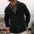 thumbnail image 2 of Tiweut Casual Mens Sweaters Coat Button Down Lapel Long Sleeve Knit Cardigan Open Front Shawl Collar Pullover Regular Tops Black,L, 2 of 5