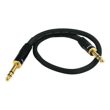 UPC: 0844660047919 | Monoprice Premier Series 1/4 Inch (TRS) Male to Male Cable Cord – 1.5 Feet – Black | 16AWG (Gold Plated)