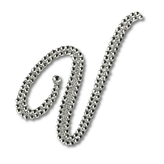 Mardi Gras Spot Glitter Script Letter "V" (Each)