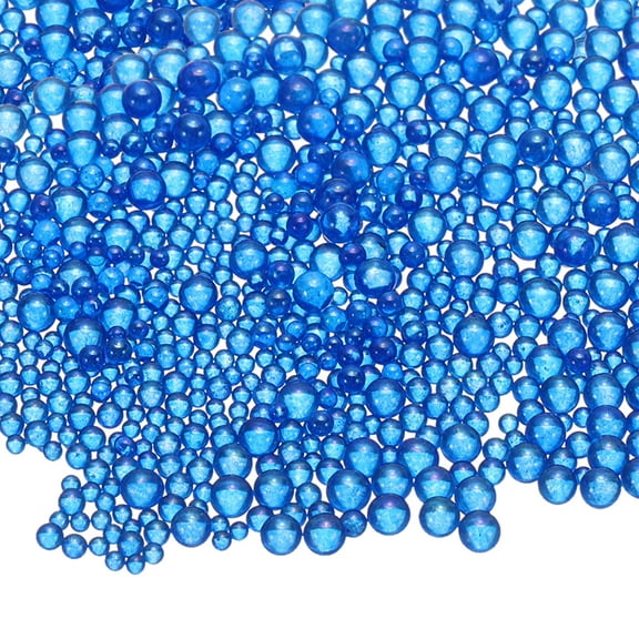 Uxcell Iridescent Glass Tiny Bubble Beads, 0.4-3mm 10g No Hole Micro Mini Round Sapphire Blue Water Droplets Beads