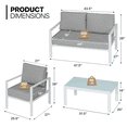 thumbnail image 2 of MoNiBloom Outdoor Patio Furniture Set, 4 Piece Conversation Set with Coffee Table, Metal Furniture Set for Porch Backyard Garden, Gray, 2 of 10