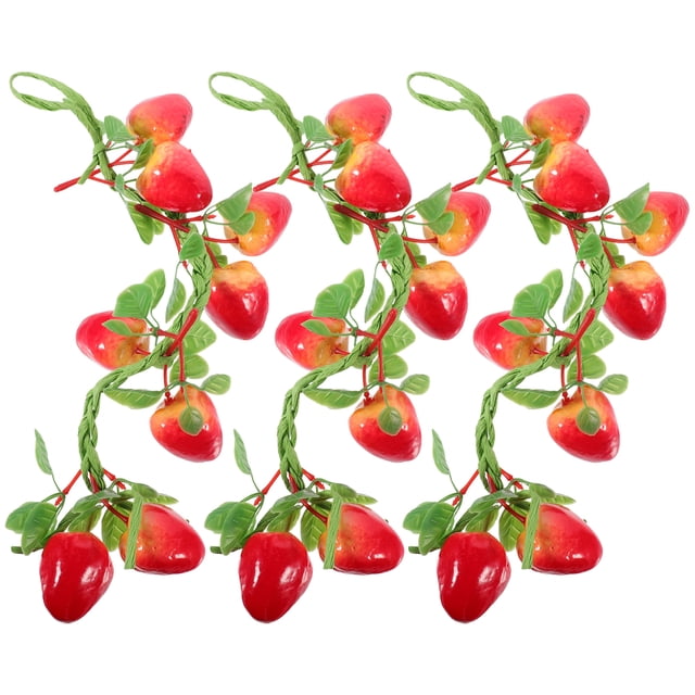 SHISUYAN 3 Pcs Guirlande de Vigne de Fraise Simulation Plante Suspendue Réaliste Guirlandes de Fraises Accessoire Photo