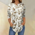 thumbnail image 2 of Women's Tops Printing Blouses 3/4 Sleeved Button Round Neck Fashionable Top Summer Tops For Women, 2 of 5