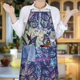 thumbnail image 6 of Blue Purple Butterfly Pattern Apron-Garden Aprons for Women with Pockets-Cotton Linen Waterproof Kitchen Cooking Gardening Aprons Adjustable for Kitchen,Cooking,BBQ and Salon 33x27 Inch, 6 of 7