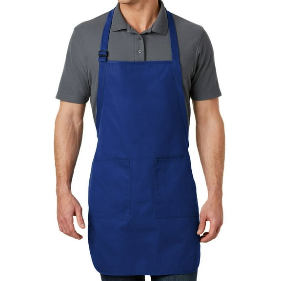 Men's Full-Length Apron with Pockets - Royal Blue