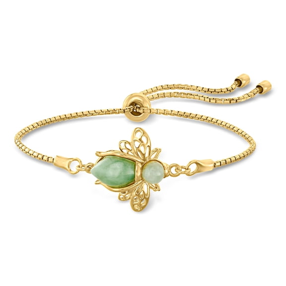 Ross-Simons Jade Bumblebee Bolo Bracelet in 18kt Gold Over Sterling, Women's, Adult