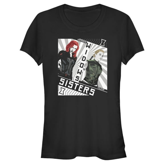 Junior's Marvel Black Widow Sisters Cartoon  Graphic Tee Black 2X Large