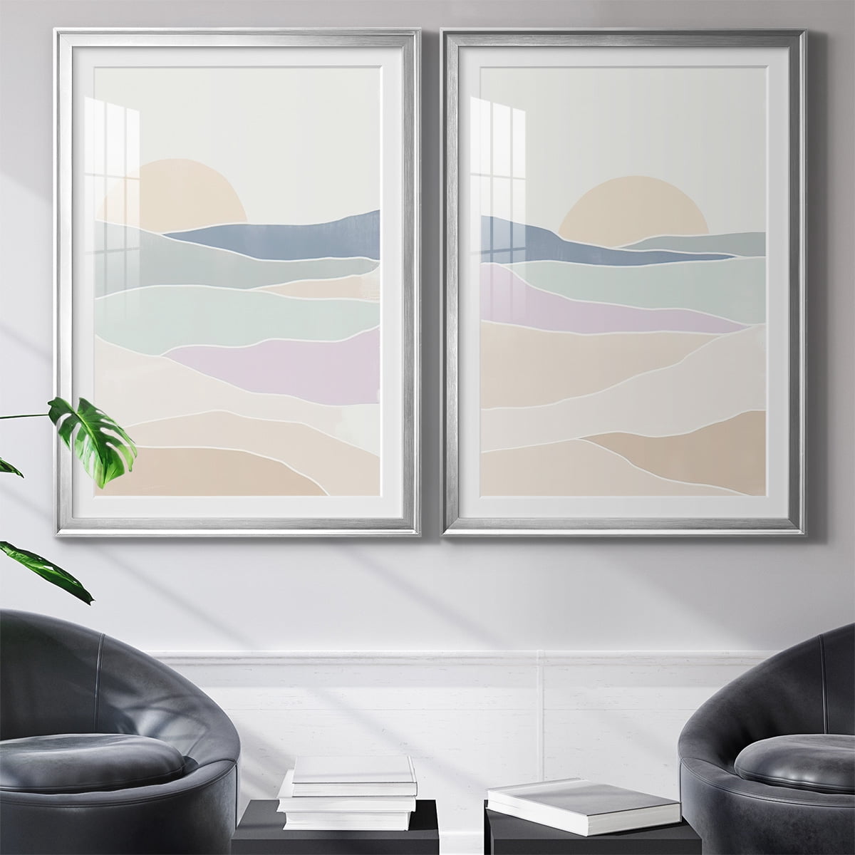 Wexford Home Wave Tableau I Premium Framed Print, 30.5" x 42.5" - Ready to Hang, Silver (Set of 2)