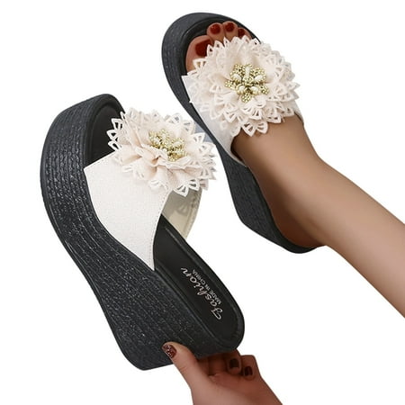 

Cathalem Womens Summer Shoes Wedges Open Roman Shoes Sandals Fashion Beach Wedges Knot Womens Toe Slippers Women s Wedges Shoes Beige 8