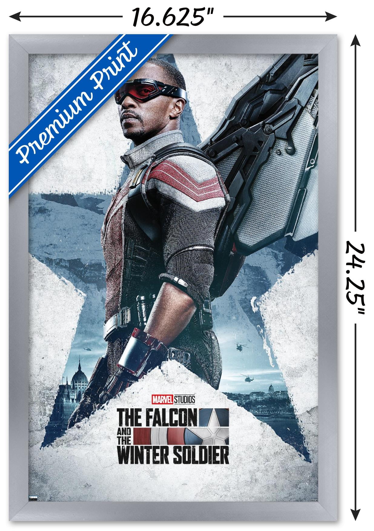 Marvel Falcon and Winter Soldier - Falcon One Sheet Wall Poster, 14.725" x 22.375", Framed