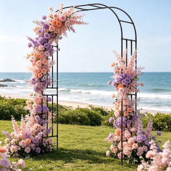 LIVIZA Outdoor Metal Garden Arch Trellis, Patio Arbor Trellis for Climbing Plants Support or Wedding Decor