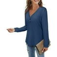 thumbnail image 4 of PNTUTB Long Sleeve Loose Shirt for Women Solid Color Fashion V Neck Causal Comfortable Tops, 4 of 6