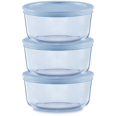 Pyrex Simply Store Tinted 6-piece Round Storage Value Pack with Blue Plastic Lids