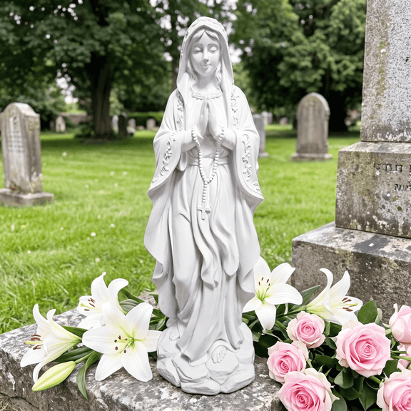 Virgin Mary Garden Statue Resin Religious Outdoor Decor 11.81in