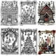 thumbnail image 1 of Sello de goma transparente con fondo navideño, diseño de pino, palabras de felicitación, renos y alces. Sello de silicona transparente reutilizable., 1 of 9