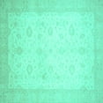 thumbnail image 1 of Ahgly Company Indoor Square Oriental Turquoise Blue Traditional Area Rugs, 5' Square, 1 of 4