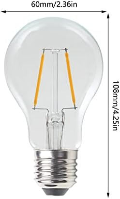 A19 Edison Led Bulb,2W LED Filament Light Bulbs 20W Incandescent Equivalent Warm White 2700K, Non-Dimmable, Classic Clear Glass for Home Wall Sconce Chandelier, 8 Pack