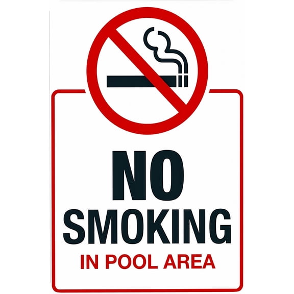 No Smoking Pool Area Sign - 8"x12" Retro Aluminum Pool Rule Sign, Vintage Metal Tin Decor for Home Pool Club Hotel Outdoor Water Area
