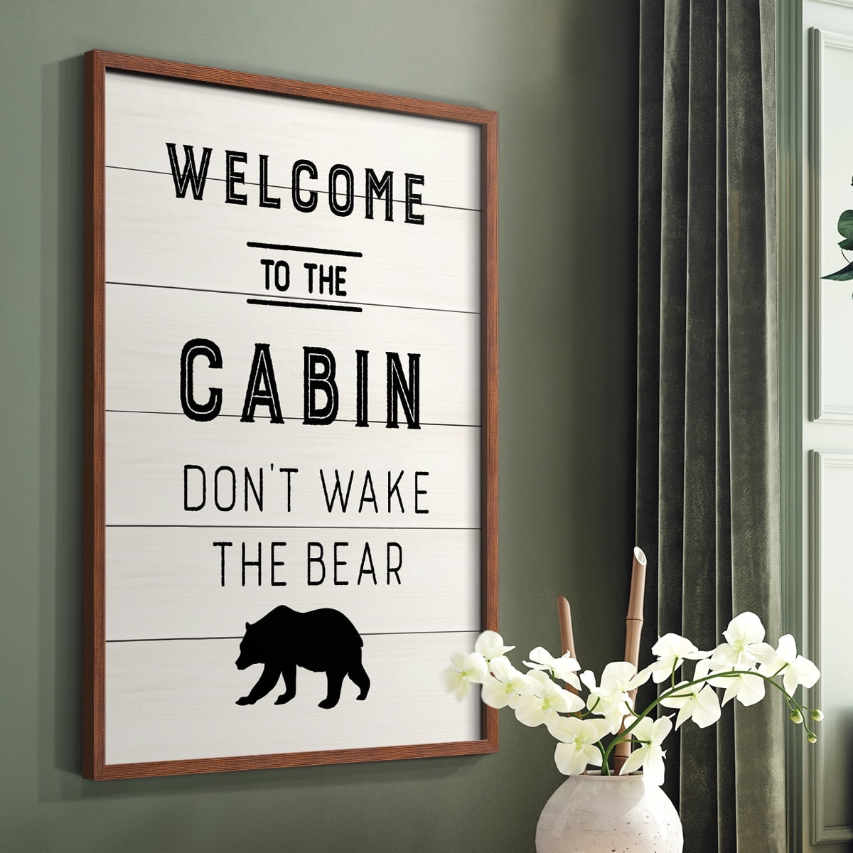 Welcome to the Cabin Framed Print in Brown Solid Wood 8 x 10 Framed Print