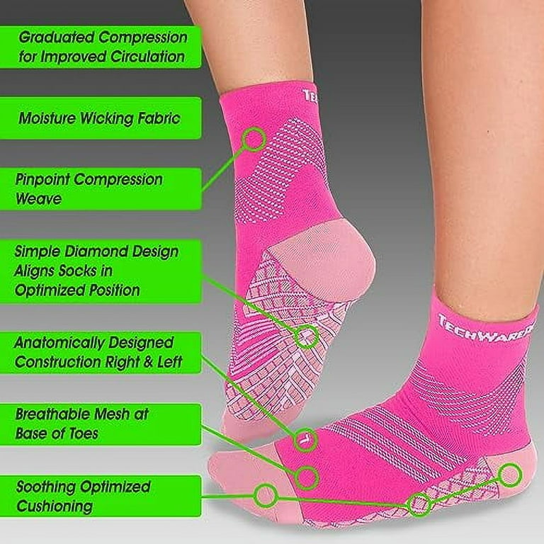 TechWare Pro Plantar Fasciitis Socks - Ankle Compression Socks for
