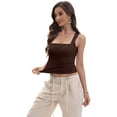 thumbnail image 2 of Women's Tank Top Square Neck Sleeveless Basic Double Lined Slim Fitted Top, 2 of 6