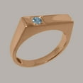 thumbnail image 2 of LBG British Made 18k Rose Gold Natural Aquamarine Mens Engagement Ring - 33 size options - Size 9.25, 2 of 6
