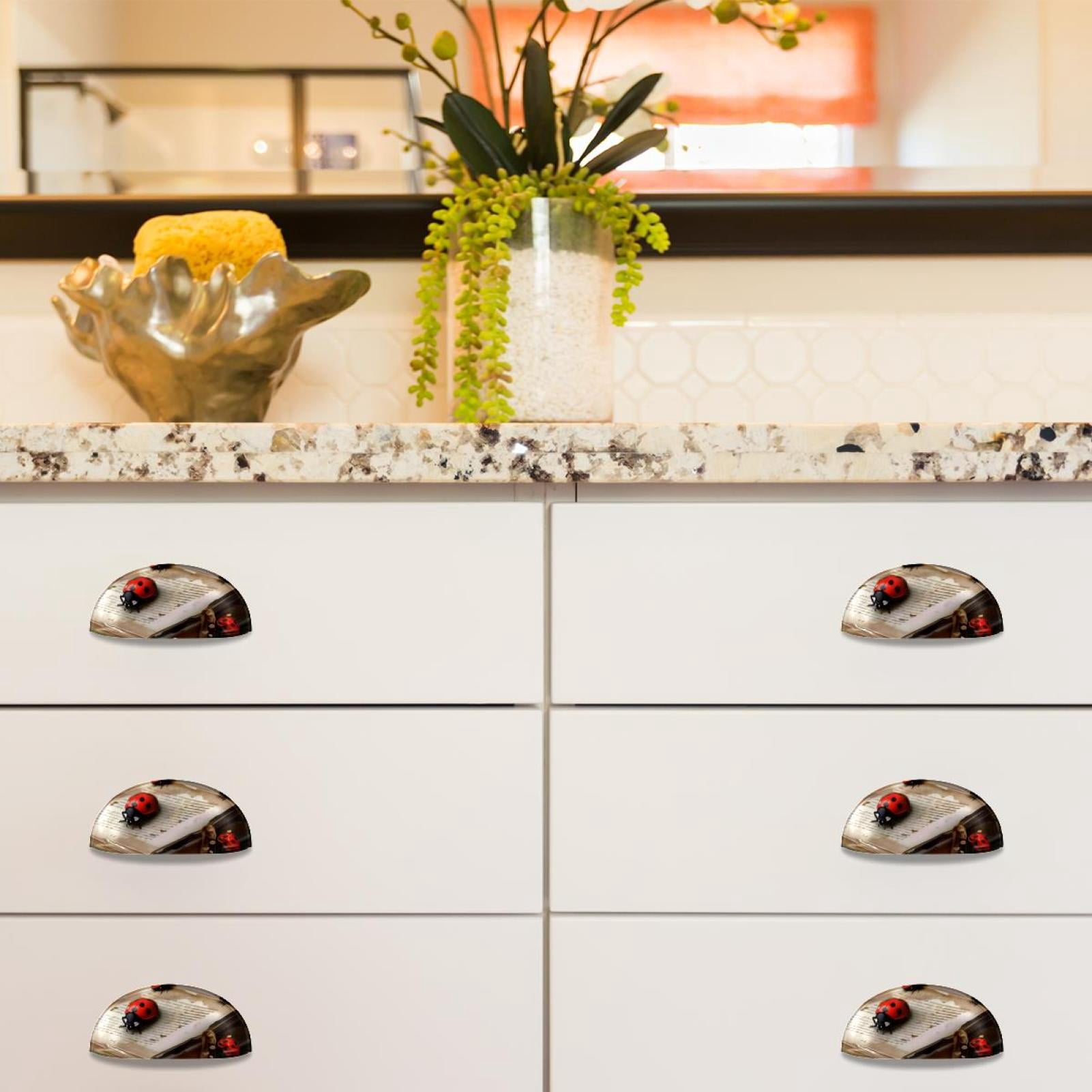 PhooArto 6 Pcs Cup Drawer Pulls, Book Ladybugs Little Daisy Shell Shape Handles Cabinet Knobs for Dresser Cupboard Closet Wardrobe with Screws