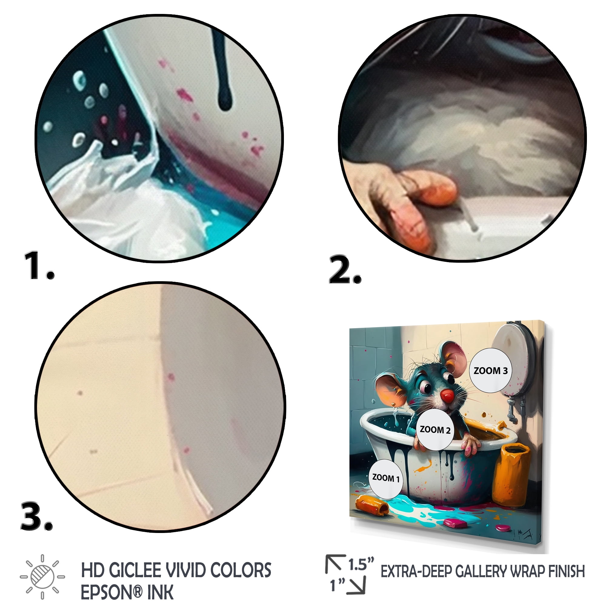 Designart Cute Mouse In The Bath I Canvas Wall Art