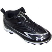 Under Armour Boys' Hammer 3 Mid Football Cleat, Black, 2 M US Little Kid