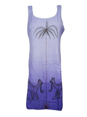 Mogul Sun To Earth Beach Breeze Tank Dress Beautiful Embroidered Sleeveless Cover Up Beach Dress Rayon Summer Style Hippie Chic Sundress