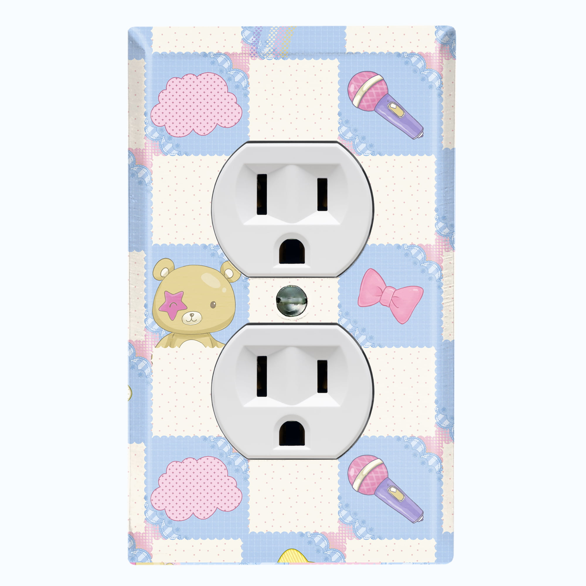 1-Gang Device Receptacle Wallplate Single Outlet Wall Plate/Panel Plate/Cover Light Blue Bird Hand Outline Pattern Light Panel Cover