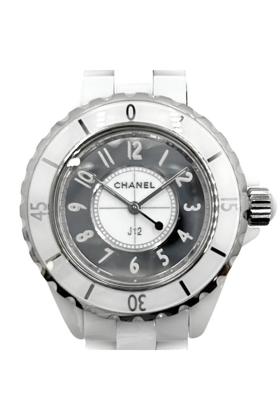 Pre-Owned Chanel Men's J12 Mirror Watch 33mm White Dial Quartz Ceramic H4861