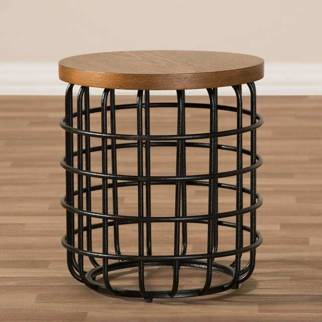 Baxton Studio Table d'Appoint en Bois Vieilli Style Industriel Rustique Antique Noir Texturé