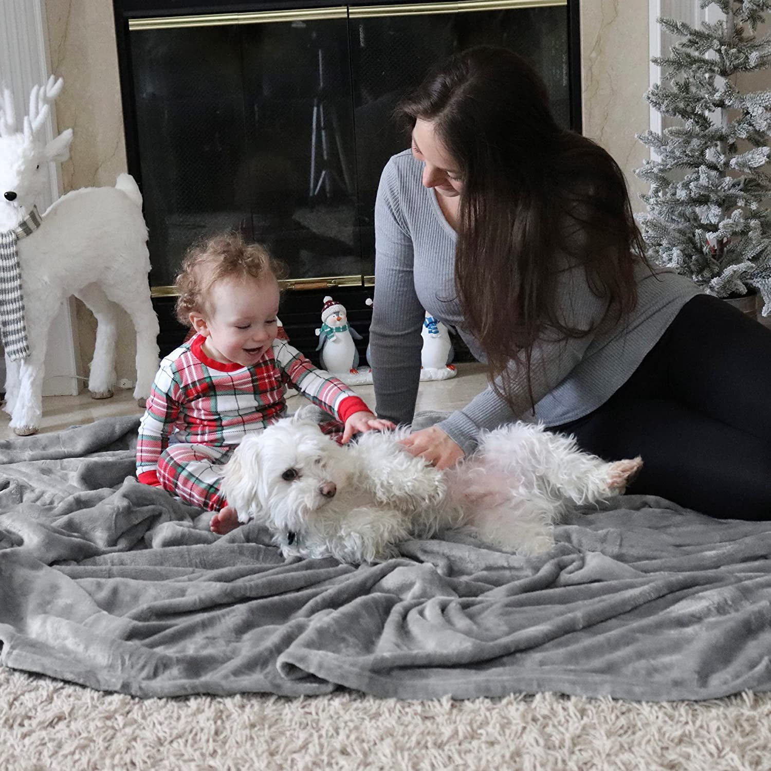 Cozy Comfort Fleece Throw Blanket for Couch Grey, 260GSM Lightweight Plush Fuzzy Cozy Soft Blankets and Throws for Sofa, 49x59 inches