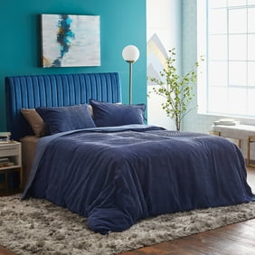 Modrn Neo Luxury Blue 3 Piece Cotton Corduroy Duvet Cover Set